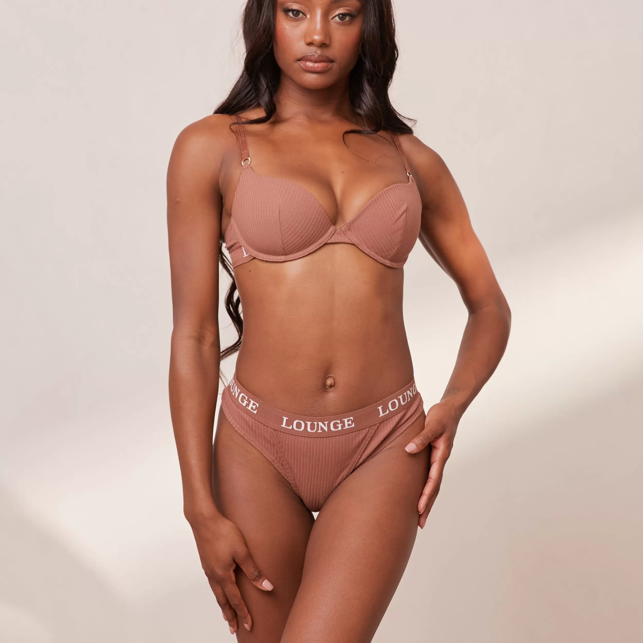 Ultra Comfort Ribbed T-Shirt BH und String Set - ^Lounge Hot