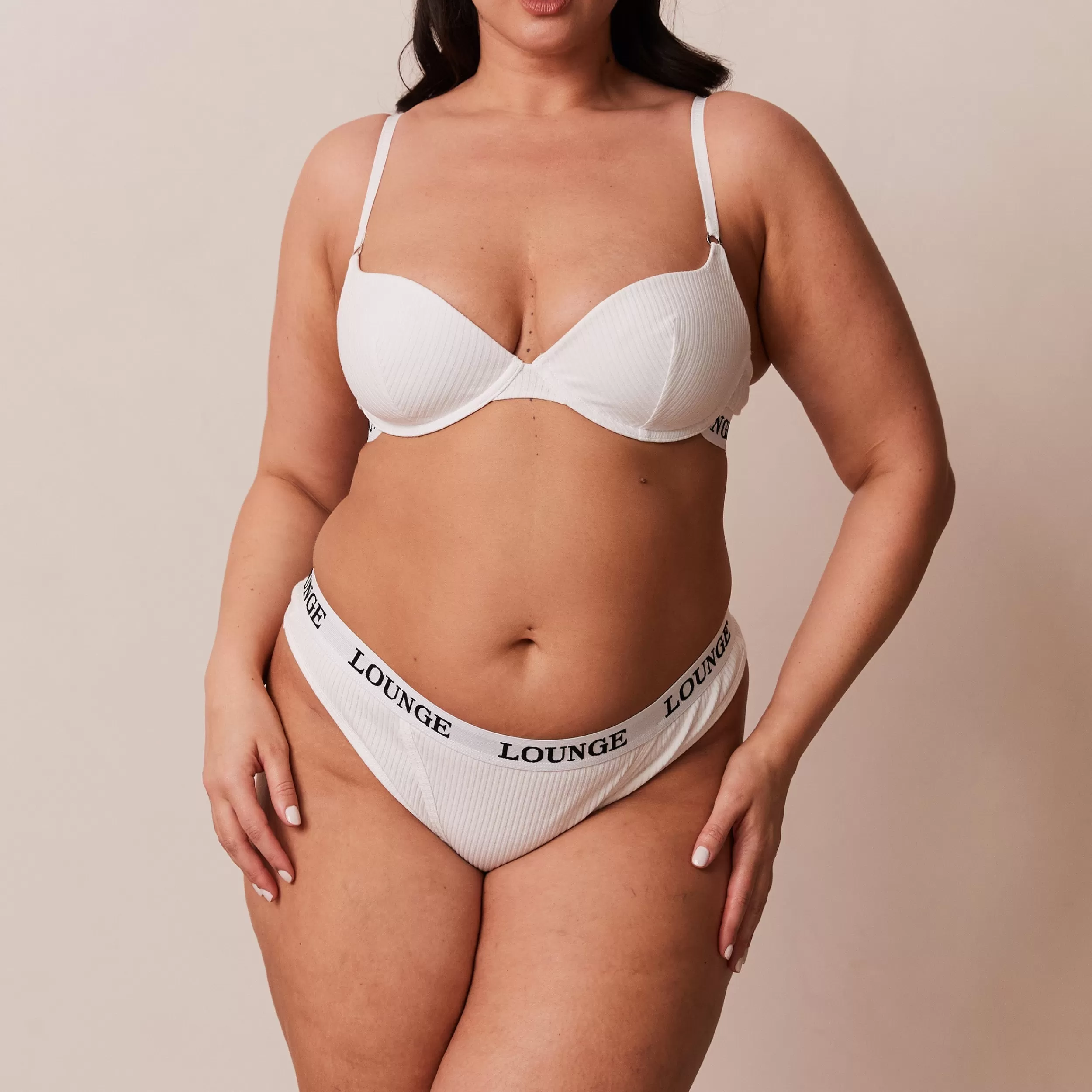 Ultra Comfort Ribbed T-Shirt BH und String Set - ^Lounge Clearance